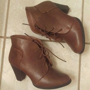 Brown Lace Up Booties