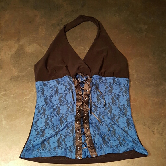 Block Color Lace Corset Halter