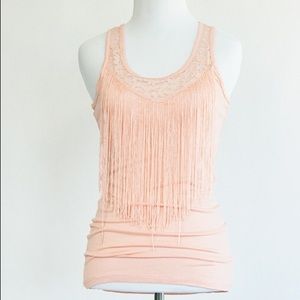 country girl fringe tank | peach