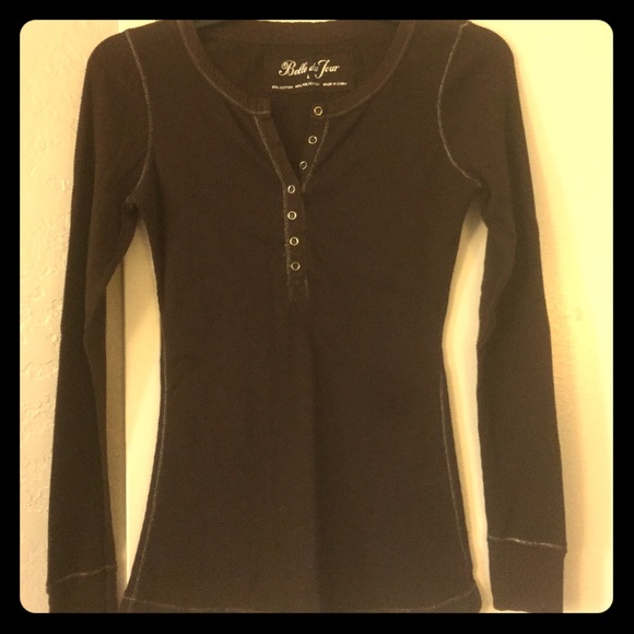 Sexy Cute Thermal Henley by Bella Du Jour Large