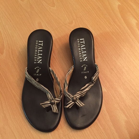 Black Italian wedge flops