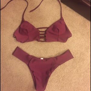 Maroon cheeky bikini