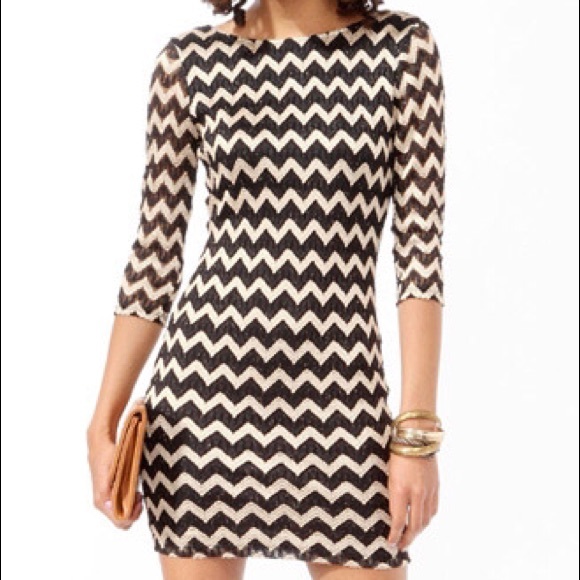 F21 Black&Gold Chevron dress
