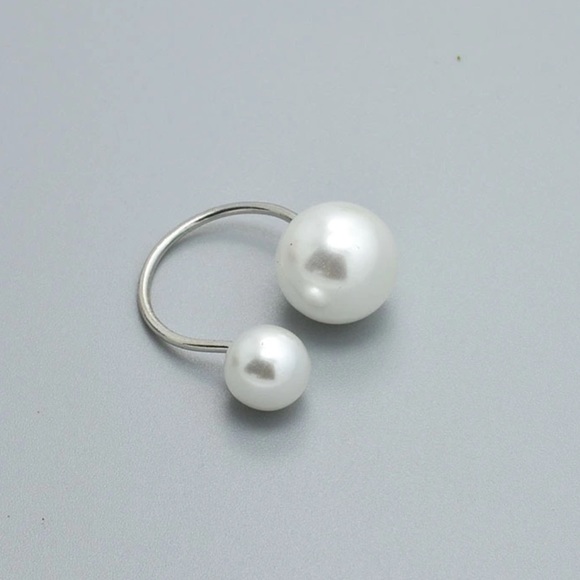 Double Pearl ring SILVER 2 hr sale - Picture 2 of 3