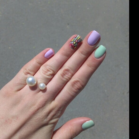 Double Pearl ring SILVER 2 hr sale - Picture 3 of 3