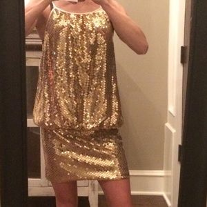 Gold sequin party dress