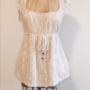 Crochet Lace Empire Waist Blouse