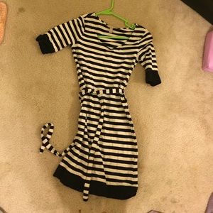 Petite XXS white and black striped dress
