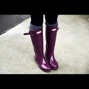 Purple hunter rain boots