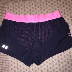 Pink and black running shorts