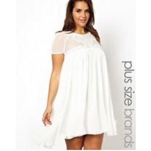 ASOS Curve White Swing Dress w/ Lace Yoke