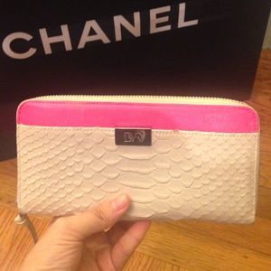 White/Pink Diane Von Furstenberg wallet.