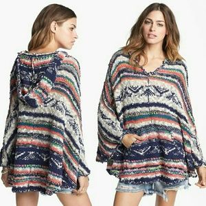 FREE PEOPLE Bubble Tea Poncho Autumn sweater