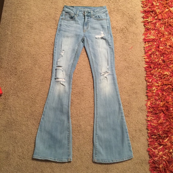 Flared distressed jeans