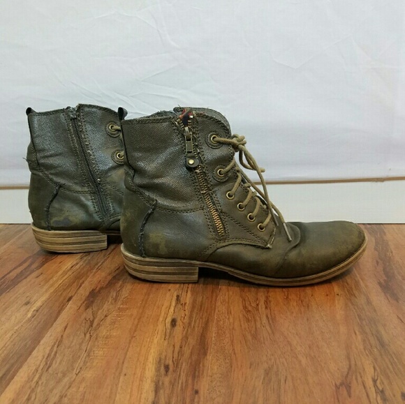 Green leather boots