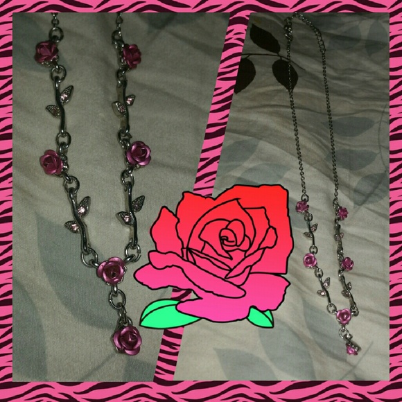 SILVER AND ROSE NECKLACE NWOT