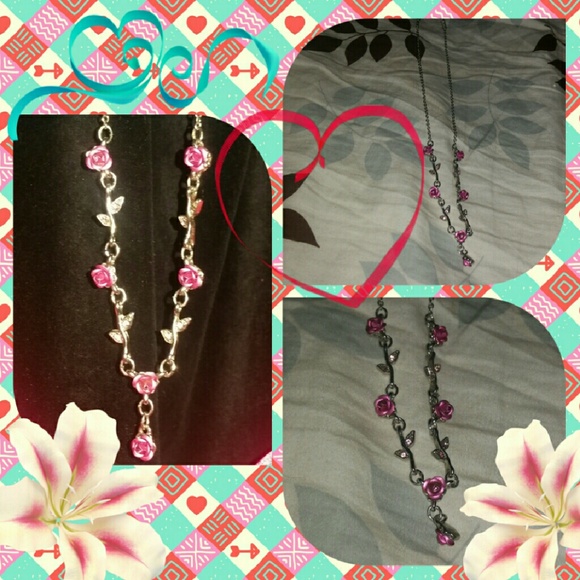SILVER AND ROSE NECKLACE NWOT - Picture 2 of 2