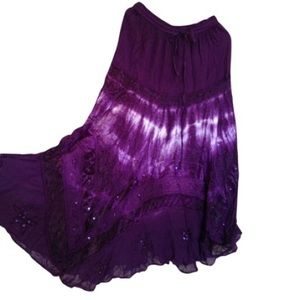 Purple Boho Broomstick Hippie Skirt OS / XL New!