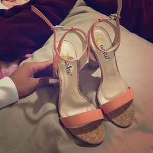 Light peach strappy heels, from Lola's