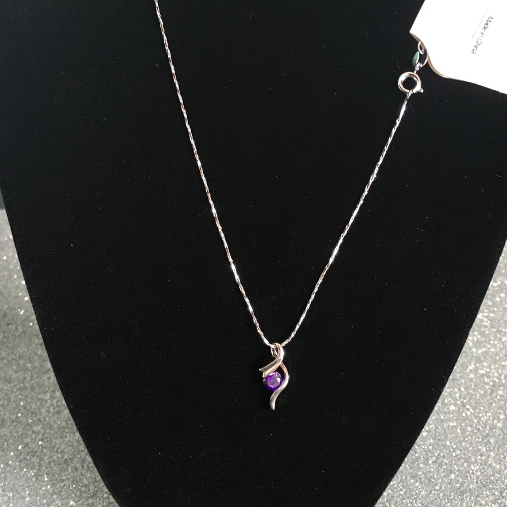 🎉Natural amethyst necklace 925 pure silver chain