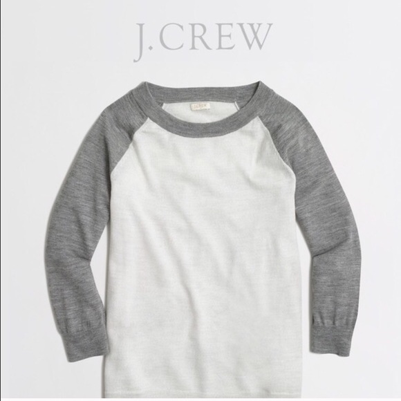 J. Crew 100% merino wool baseball sweater