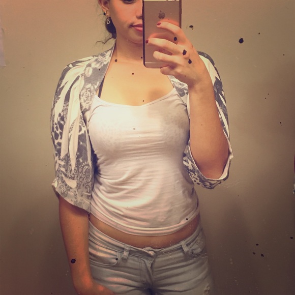 White and grey blouse