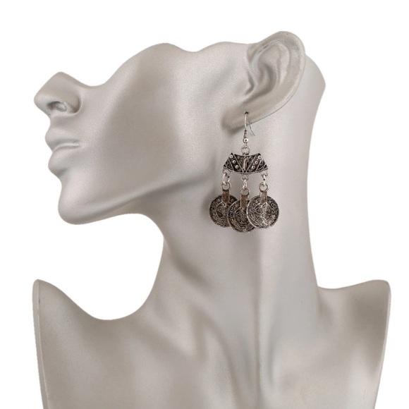 NWT Tibetan Silver Coin Earrings - Picture 3 of 4