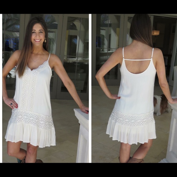 White lace detail dress