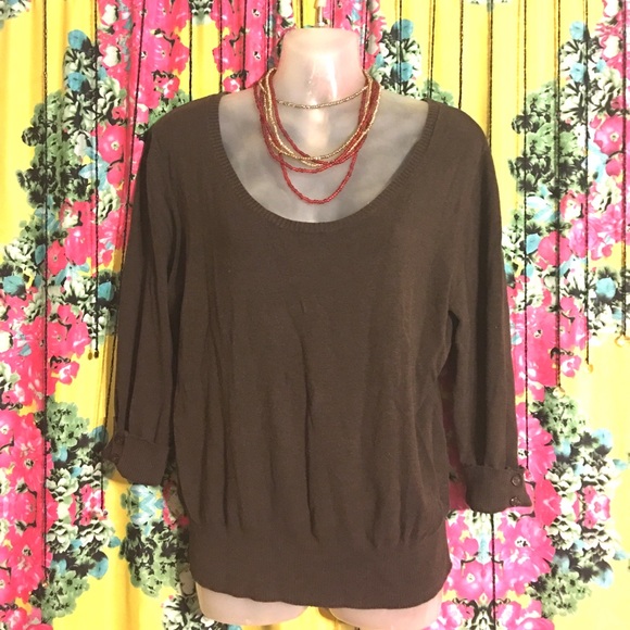 Brown Gap Sweater 3/4 Sleeve Size Large L