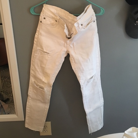 White cut out 7 jeans