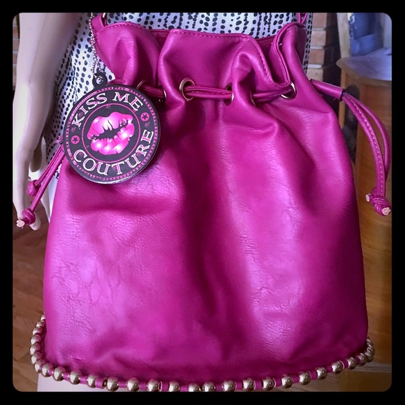 Yoki Magenta Studded Bucket Bag NWT $88