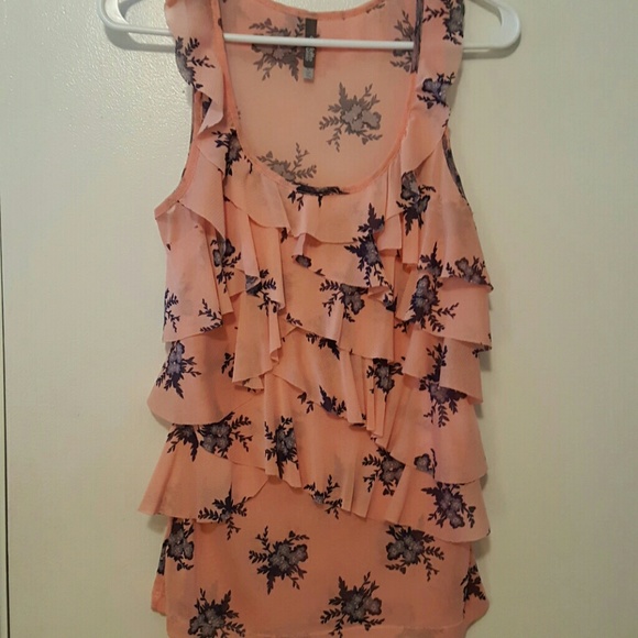 Sheer top with flowing ruffles. SUPER CUTE! - Picture 2 of 4