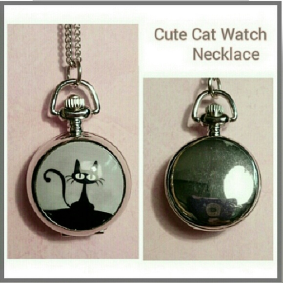 💕JUST IN💕🆕WHIMSICAL MINI CAT WATCH NECKLACE - Picture 2 of 3