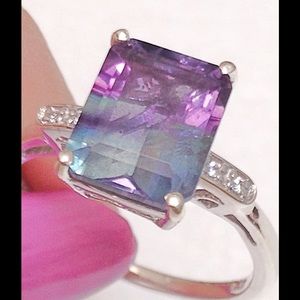 Gem Treasures 14.11ctw Bicolor Fluorite & Zircon Pendant w/ Chain