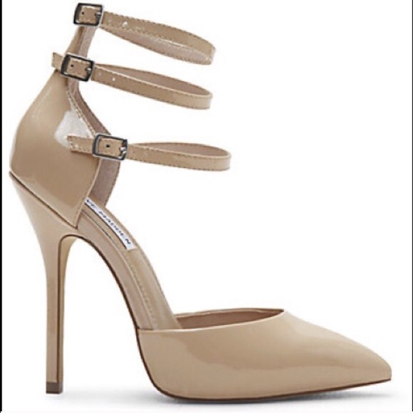 Nude Strappy Pointed Toe Pump