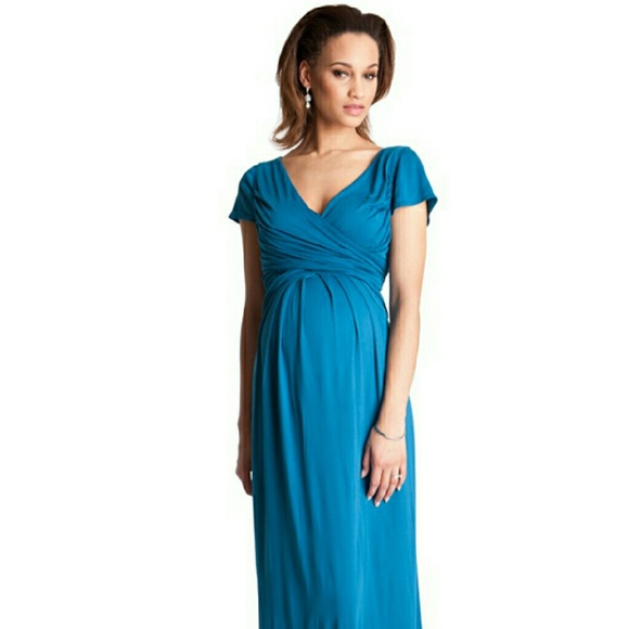 Seraphine Maternity teal maxi dress size 4