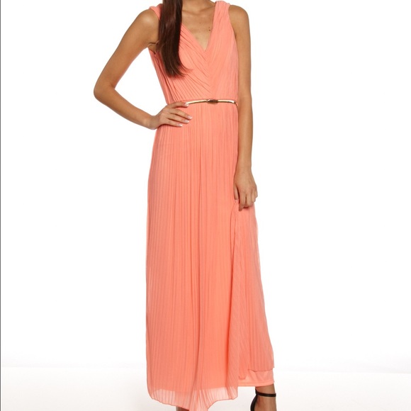 NWT Peach pleated Grecian style maxi