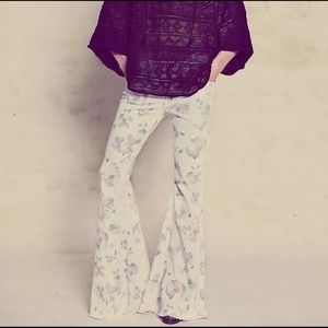 NWOT Free People ivory floral flare jeans size 25