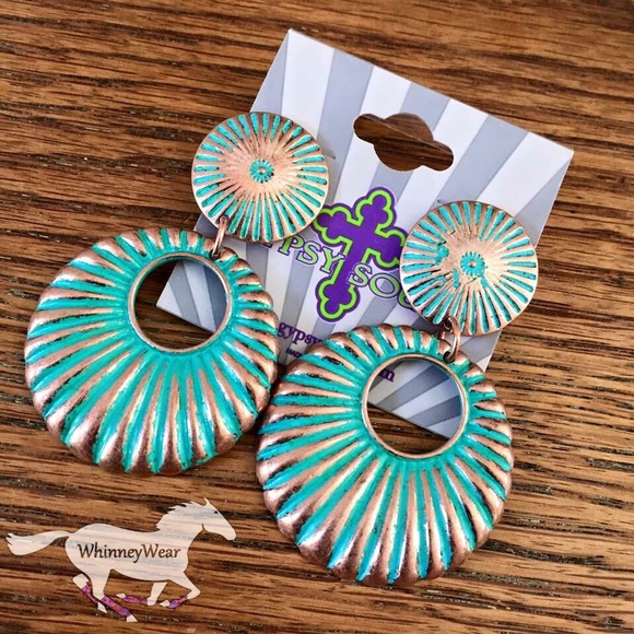 Gypsy Soule Turquoise Patina Hoop Earrings