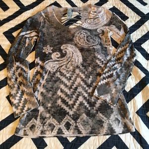 Long Sleeve Patterned Burnout Tee