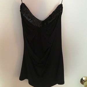 Express black strapless top with sequin detail