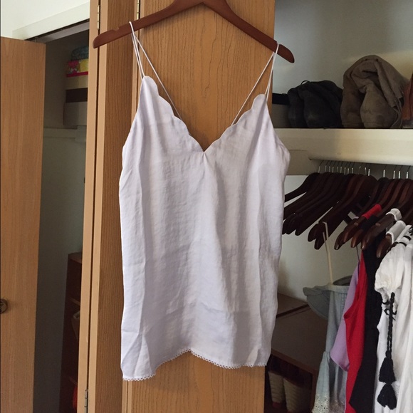 Free People Tops - Free People Pale Lavender Silk Scallop Tank