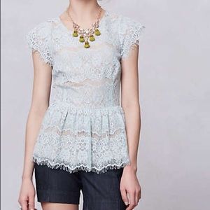 Mint Anthropologie Lace Peplum Top Sz Medium