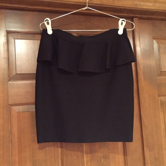BCBG black peplum bondage skirt.