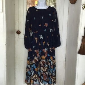Designer Butterfly Print Midi Dress 💙💙💙