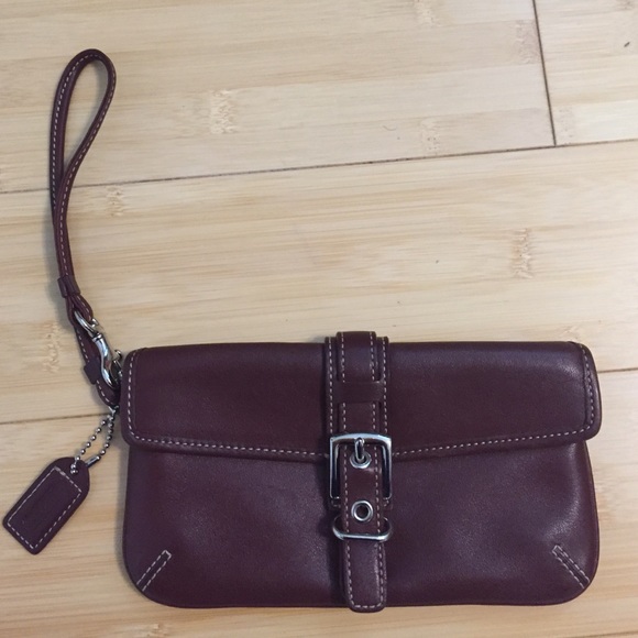Burgundy Coach Wristlet