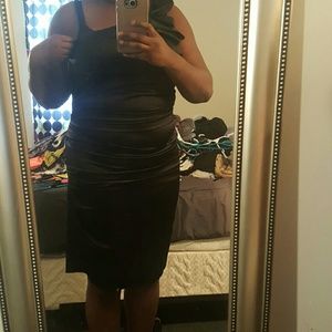 black satin dress