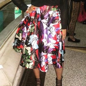 Multicolored Flower Flare Skirt