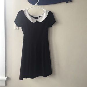 White collared black dress