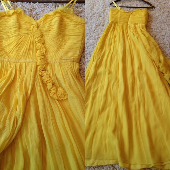 Jill Stuart, silk yellow strapless dress, Size 2 - Picture 2 of 4